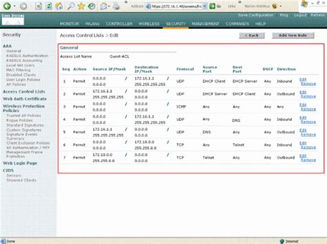 wireless lan controller acl block